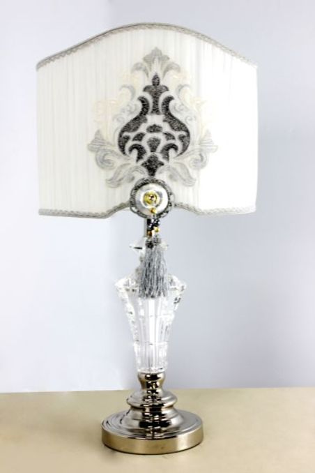abajur cupula art deco prata g 64x35x35cm