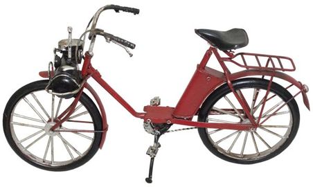 bicicleta vermelha em metalcom garupa  17x31x12cm