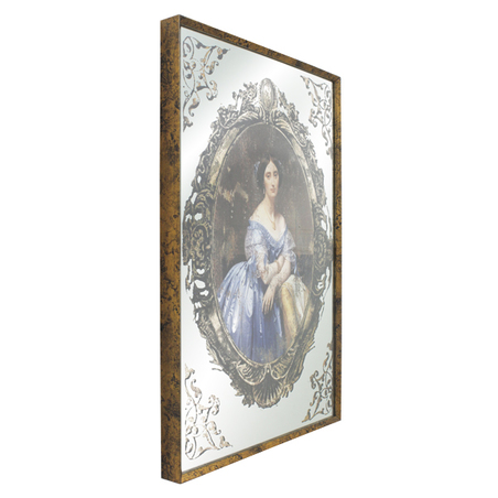 quadro espelhado mulher vestido azul  60x40x3,5cm