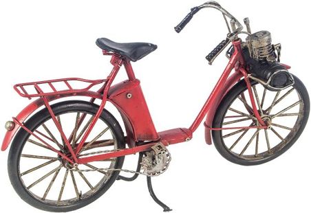 bicicleta vermelha em metalcom garupa  17x31x12cm