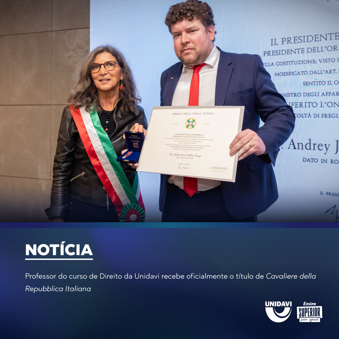 Professor do curso de Direito da Unidavi recebe oficialmente o título de Cavaliere della Repubblica Italiana