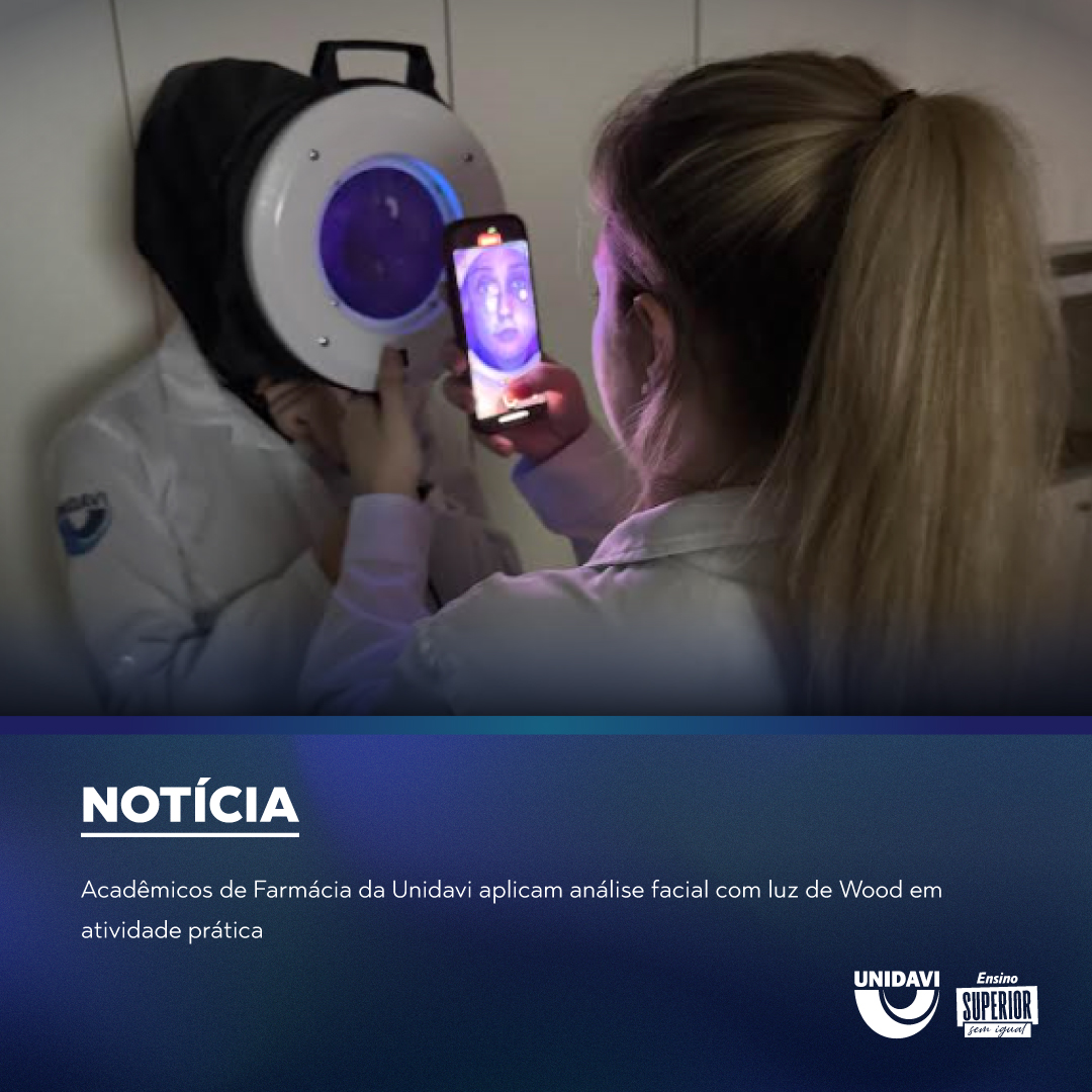 Acadêmicos de Farmácia da Unidavi aplicam análise facial com luz de Wood em atividade prática
