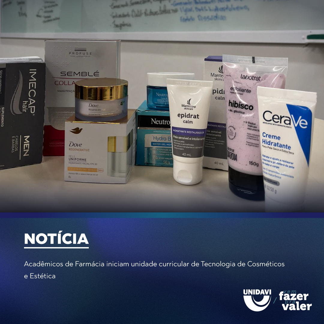 Acadêmicos de Farmácia iniciam unidade curricular de Tecnologia de Cosméticos e Estética