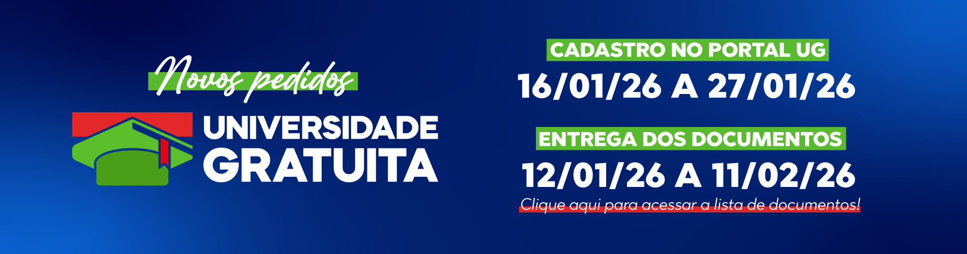 Novos Pedidos - UG e Filantropia 1/2026