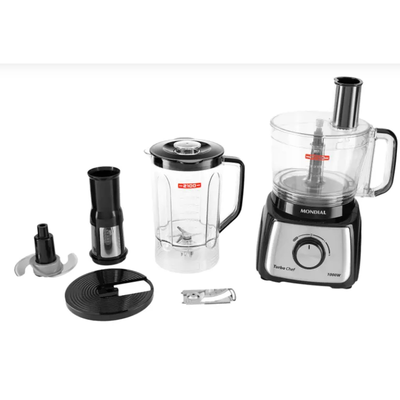 Multiprocessador de Alimentos Mondial Preto - Turbo Chef MPN-01-B 5 Funções 1000W 220v
