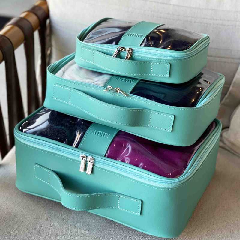 Kit Organizador Mala Verde Água