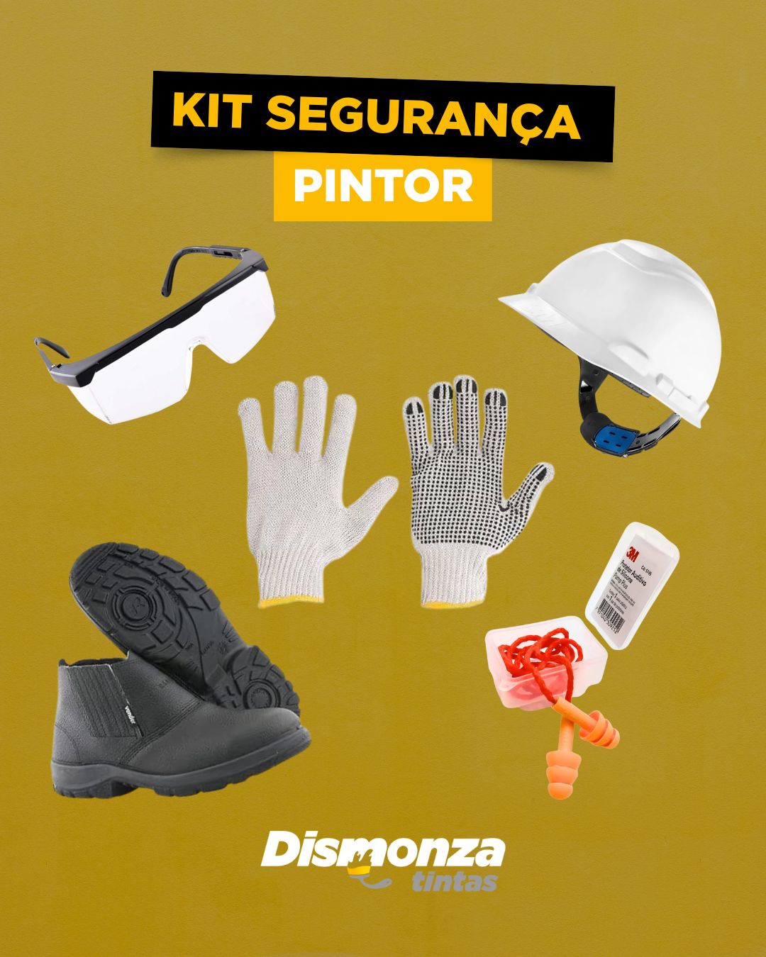 [RONDÔNIA] KIT SEGURANÇA PINTOR (ÓCULOS,BOTINA,CAPACETE,LUVA E PROTETOR AURICULAR)