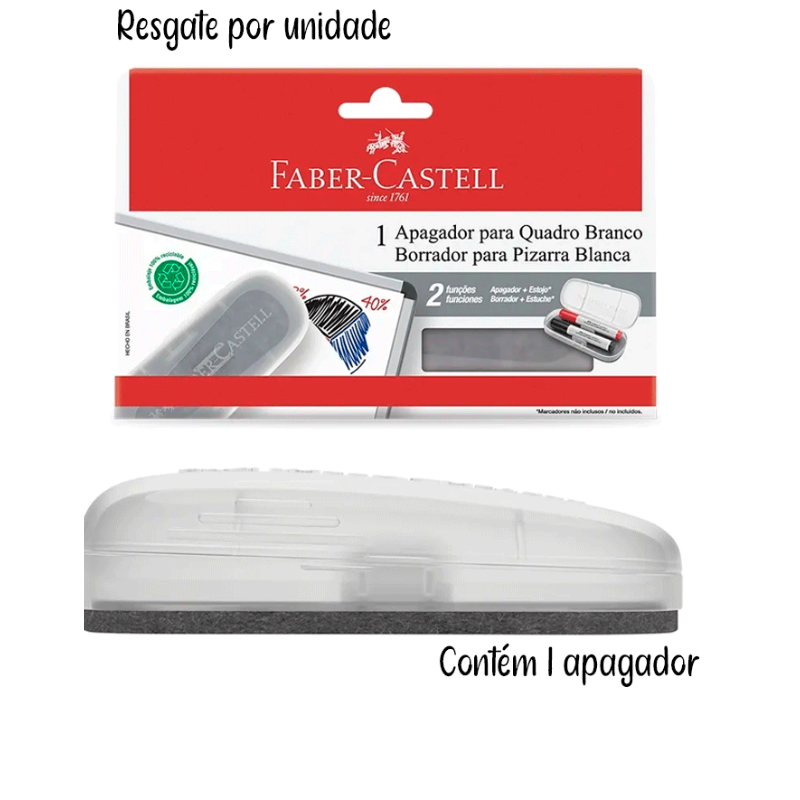 APAGADOR P/QUADRO BRANCO C/PORTA CANETA-F.CASTELL