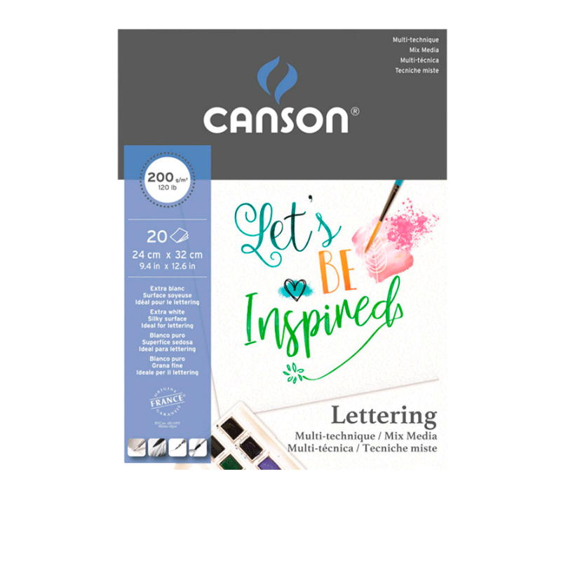 BLOCO LETTERING MIX MEDIA 24X32 200GR C/20FLS - CANSON