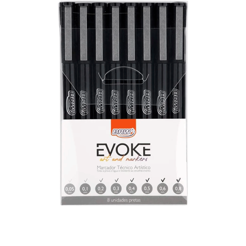 MARCADOR TECNICO ARTISTICO EVOKE KIT 8 PONTAS DIFERENTES-BRW