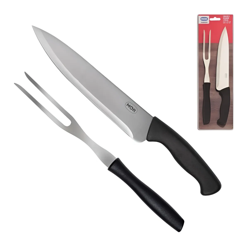 CONJ P/ CHURRASCO TRINCHANTE MOR 2 PEÇAS 