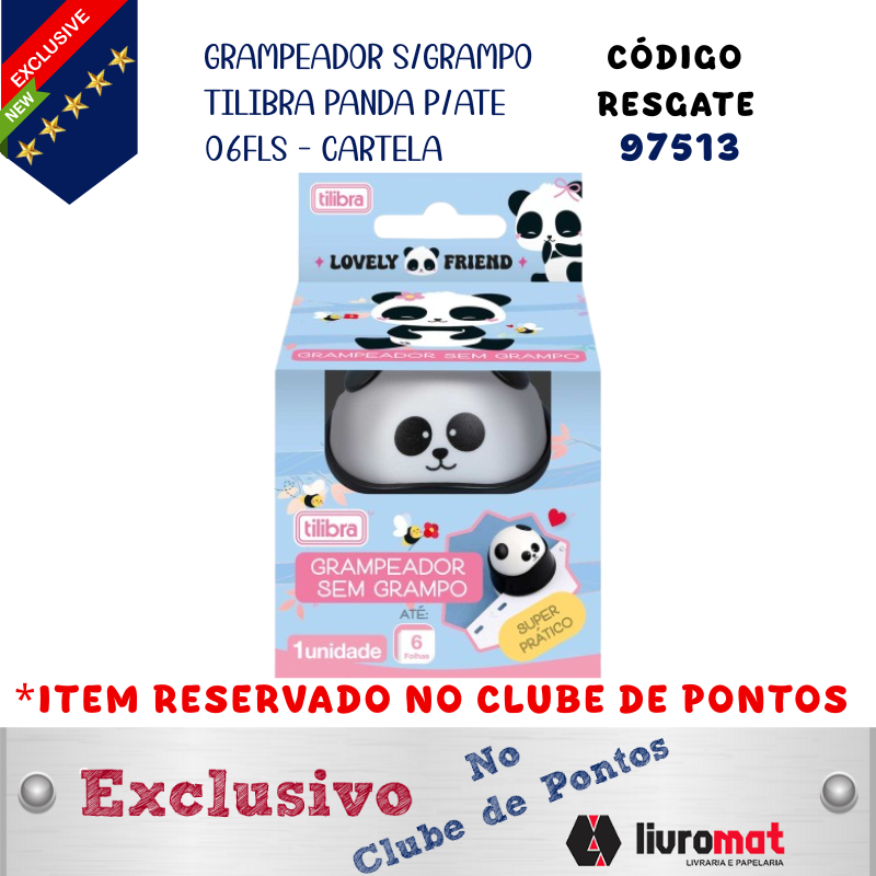 GRAMPEADOR S/GRAMPO TILIBRA PANDA P/ATE 06FLS - CARTELA
