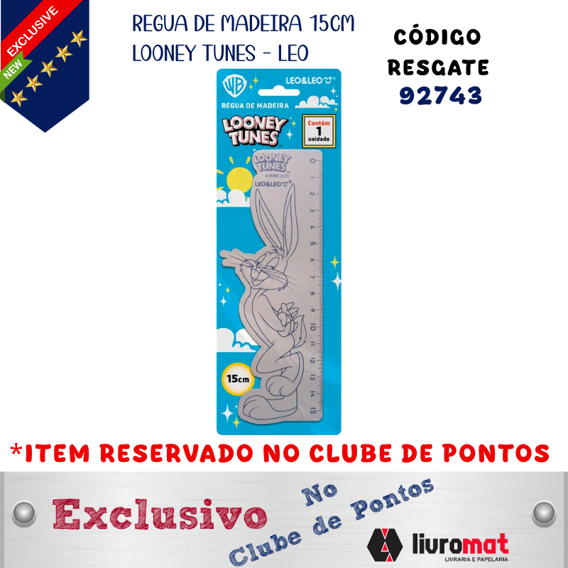 REGUA DE MADEIRA 15CM LOONEY TUNES - LEO