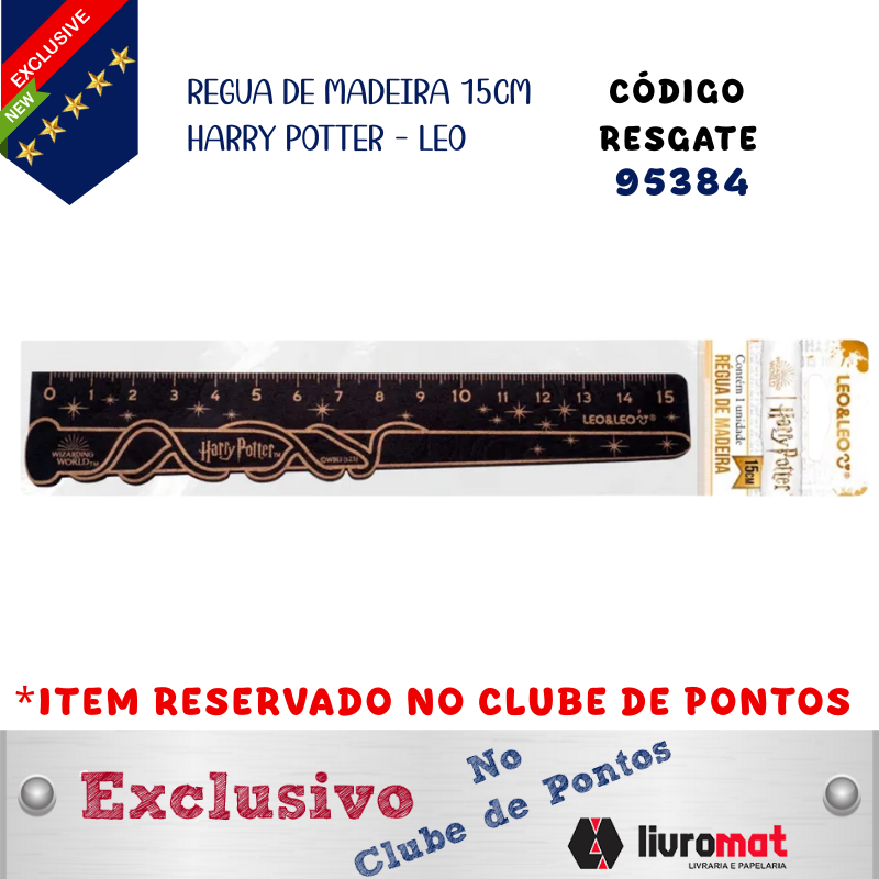 REGUA DE MADEIRA 15CM HARRY POTTER - LEO