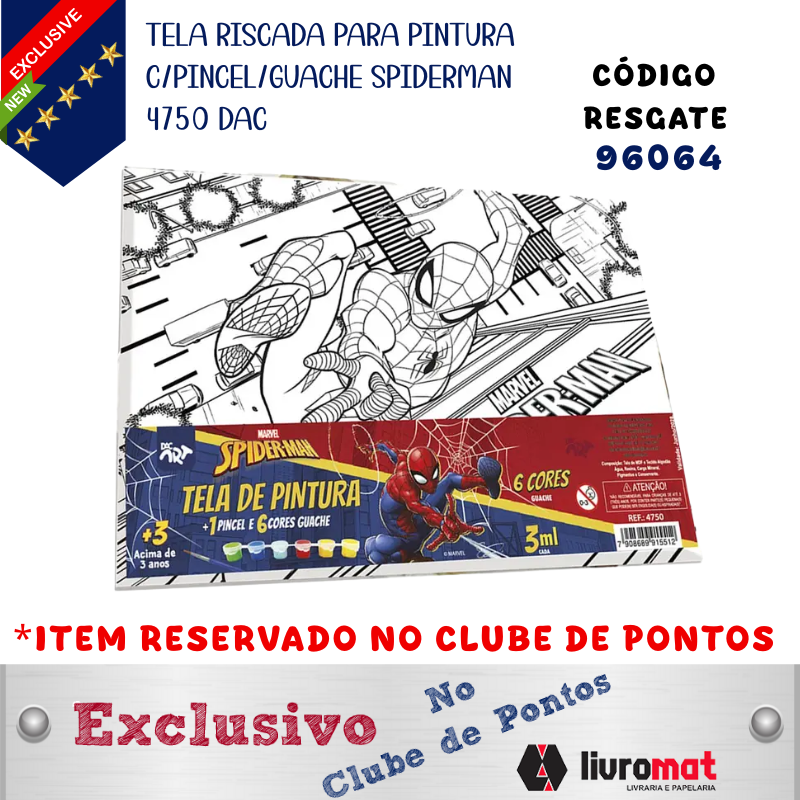 TELA RISCADA PARA PINTURA C/PINCEL/GUACHE SPIDERMAN 4750 DAC