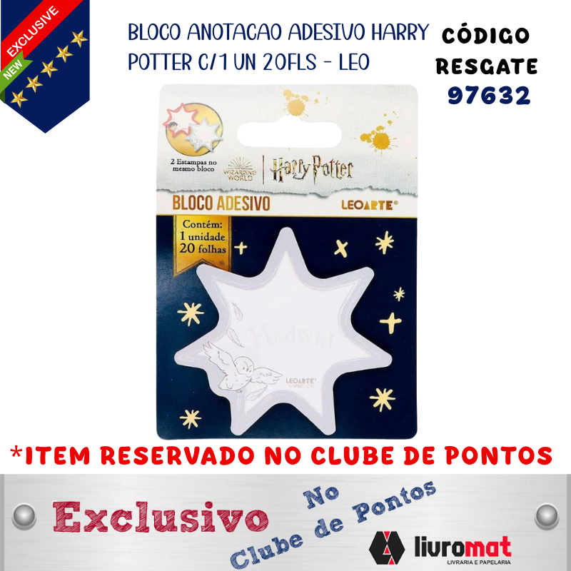 BLOCO ANOTACAO ADESIVO HARRY POTTER C/1 UN 20FLS - LEO