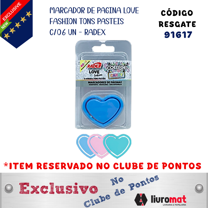 MARCADOR DE PAGINA LOVE FASHION TONS PASTEIS C/06 UN - RADEX
