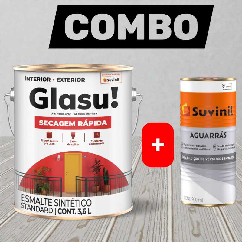 [RONDÔNIA] COMBO  ESMALTE SINTETICO GLASU 3,6 + AGUARRÁS 0,9LITROS    