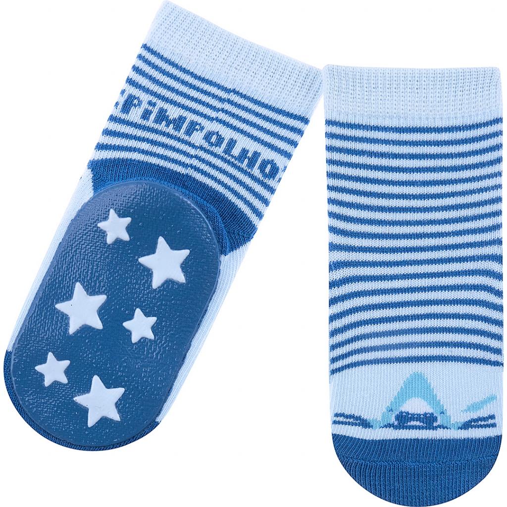 Meia Antiderrapante 16 20 Masc Pimpolho Azul Tubarao Ammi Baby Ammi Comercio De Produtos Infantis Ltda