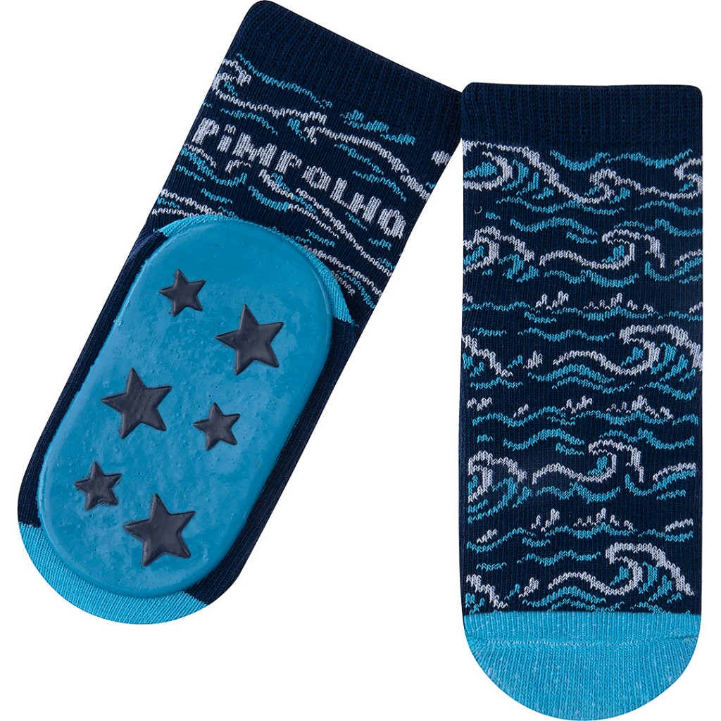Meia Antiderrapante 21 25 Masc Pimpolho Azul Ondas Ammi Baby Ammi Comercio De Produtos Infantis Ltda