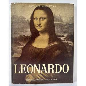 <b>ANTÔNIO R. ROMERA - Leonardo</b><br>livro em língua espanhola com 51 páginas<br>ilustrado por 57 reproduções em p&b e 4 em cores<br>1ª edição<br>(Buenos Aires, Argentina: Editorial Poseidon, 1947)<br>bom estado de conservação (páginas amareladas)