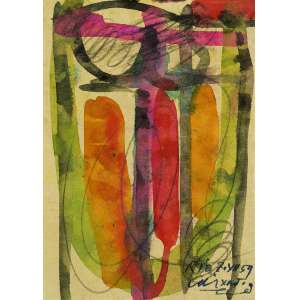 <b>MODEST CUIXART - Composição</b><br><br>aquarela s/ papel, ass., dat 7/12/1959 e sit. Rio inf. dir.<br>catalogada sob o n. BR 502 da Galeria Bonino<br>16 x 11,5 cm