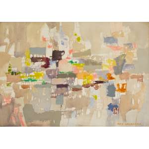 <b>IONE SALDANHA - Da Série Cidades</b><br><br>óleo s/ tela, ass. inf. dir., ass. e dat. 1964 no chassi<br>45,5 x 65 cm