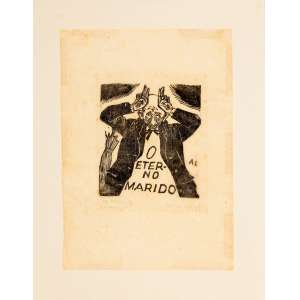 <b>AXL VON LESKOSCHEK - O Eterno Marido</b><br><br>xilogravira impressa s/ papel, ass. com as iniciais lat. dir. da chapa, ass., dat. 1943 a lápis inf. dir. e com inscrição inf. esq.<br>MI 10,5 x 9 cm / ME 22 x 15,5 cm
