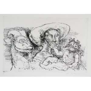<b>GRASSMANN, Marcelo - Mitologia</b><br><br>gravura em metal (água-forte) impressa s/ papel, ass. inf. dir. e n. II/XX inf. esq.<br>MI 32,5 x 49,5 cm / ME 37,5 x 53,5 cm