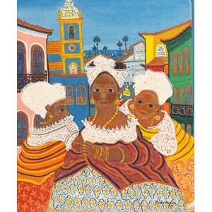 <b>IVAN MORAES DA SILVA - Baianas</b><br><br>óleo s/ tela, ass. e dat. 1971 inf. dir. 55 x 46 cm
