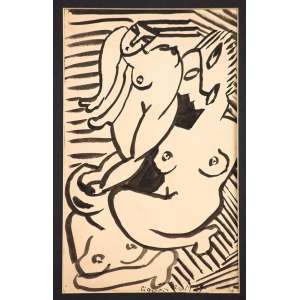 <b>CÍCERO DIAS - Figuras</b><br><br>nanquim s/ papel, ass. posteriormente, dat. 1927, sit. Rio e dat. 1926 no verso. 23,3 x 15,4 cm