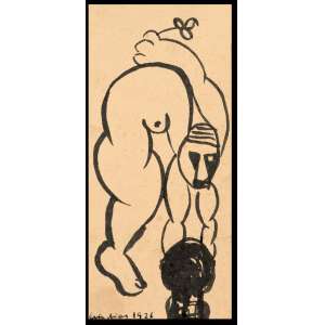 <b>CÍCERO DIAS - Nu</b><br><br>nanquim s/ papel, ass. e dat. 1926 inf. esq. 16,2 x 16,2 cm