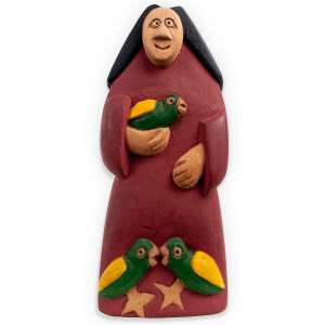 <b>MESTRE ROSALVO (Rosalvo José de Assis dos Santos) - São Francisco</b><br><br>escultura em madeira entalhada pintada, ass. no verso. 21 x 8,5 x 7 cm