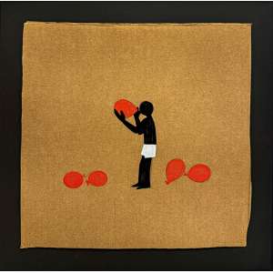 <b>MULAMBO - Balões – Da Série Armas</b><br><br>guache s/ papelão, ass., dat. 2019 e tit. no verso - 29 x 29 cm