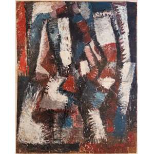 <b>RODRIGO ANDRADE - Sem Título</b><br><br>esmalte sintético s/ papel kraft - (c. 1984) - (restaurado por indicação do artista em 2013) - 234 x 187 cm