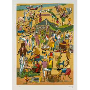 <b>CARYBÉ - Sem Título</b><br><br>serigrafia em cores impressa s/ papel, ass. e dat. 1998 inf. dir. e n. 389/500 inf. esq. - MI 50 x 35 cm / ME 70 x 50 cm 