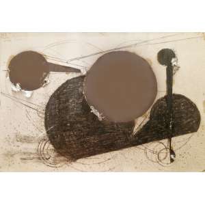 <b>NUNO RAMOS - Sem Título</b><br>grafite e colagem s/ papel, ass. sup. esq. (?)<br>70 x 97 cm