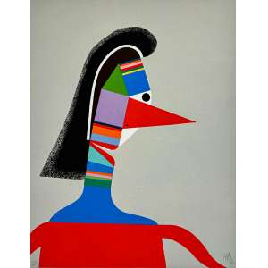 <b>ROBERTO MAGALHÃES - Figura</b><br>serigrafia em cores impressa s/ papel, ass., dat. 1992 inf. dir. e n. 173/200 inf. esq.<br>MI 64,5 x 49,5 cm / ME 66 x 50 cm