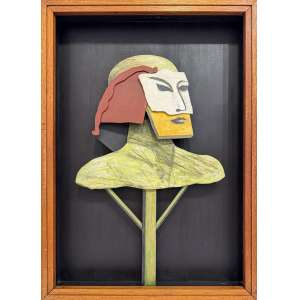 <b>GASTÃO MANOEL HENRIQUE - Construção</b><br>madeira recortada, pintada e montada, s/ ass.<br>97 x 70 x 10