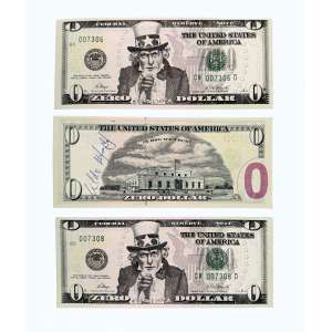 <b>CILDO MEIRELES - Zero Dollar (Conjunto de Três)</b><br>impressão off-set s/ papel, ass. na chapa inf. dir., ass. “Lu Menezes” na chapa inf. esq., ass. a caneta pelo artista no verso<br>7 x 15,5 cm (cada)