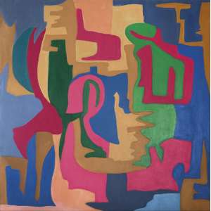 <b>JANDYRA WATERS - Sem Título</b><br>óleo s/ tela, ass. e dat. 2004 no verso<br>100 x 100 cm