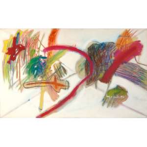 <b>LUIZ ÁQUILA - A Pintura e as Suas Vontades</b><br>acrílica e pastel s/ tela, ass., dat. 1994 inf. dir., ass., dat. 1994 e tit. no verso<br>80 x 130 cm