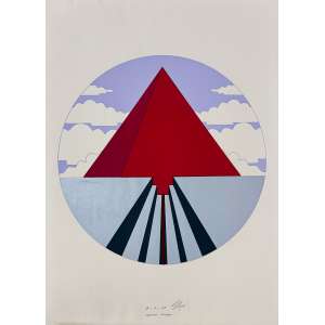 <b>EDGARDO GIMENEZ - Pirâmide</b><br>serigrafia em cores impressa s/ papel, ass. e n. 9 a 10 centro inf. - catalogado sob o n. BR 5355 da Galeria Bonino<br>55 x 73 cm