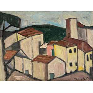 <b>BONADEI, Aldo - Casario</b><br>óleo s/ madeira, ass. e dat. 1972 inf. dir. - Procedência: Odorico Tavares<br>29 x 39 cm