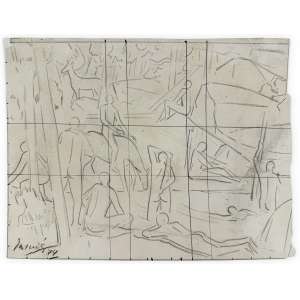 <strong>INIMÁ DE PAULA - Interior de Floresta com Figuras</strong><br><br>grafite s/ papel, ass. e dat. 1974 inf. esq.<br>21,5 x 27,5 cm