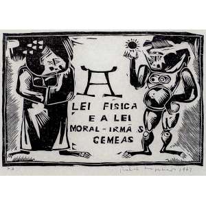 <strong>ROBERTO MAGALHÃES - A Lei Física e a Lei Moral – Irmãs Gêmeas</strong><br><br>xilogravura impressa s/ papel, ass., dat. 1963 inf. dir. e com a indicação PA inf. esq.<br>MI 13 x 19 cm / ME 21 x 28,5 cm