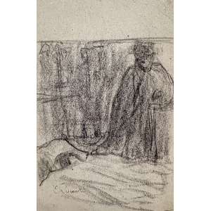 <strong>VISCONTI, Eliseu - Esboço para o Tríptico “O Lar”</strong><br><br>carvão s/ papel, ass. inf. esq.. (c. 1922). catalogado no Projeto Eliseu Visconti sob o n. D902<br>25 x 16 cm