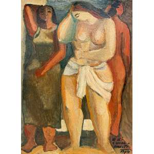 <strong>DI CAVALCANTI, Emiliano - Figuras Femininas</strong><br><br>óleo s/ madeira, ass., dat. 1954 inf. dir. e ass. no verso<br>35,5 x 26 cm