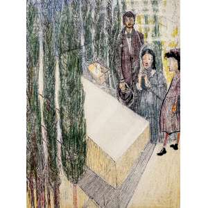<strong>PORTINARI, Cândido - Família</strong><br><br>crayon colorido, nanquim bico-de-pena e grafite s/ papel. (1960). com rascunho e com autenticação manuscrita por João Cândido Portinari no verso e catalogado sob o n. 4781 (FCO 4766) no catalogue raisonné do artista<br>25,5 x 19 cm