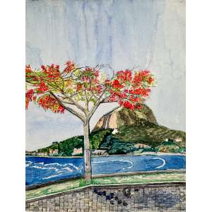 <strong>SIEGRIED BURGER - Praia Vermelha</strong><br><br>aquarela s/ papel, ass. inf. dir.. (1944)<br>35 x 27 cm